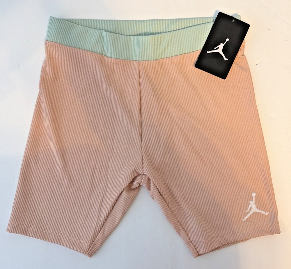 Girls Jordan Jumpman Biker Shorts Size L 12 - 13 Years Washed Coral & Green NEW